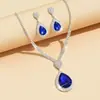 Transfronterizo Nuevo Europeo y Americano Joyería al por Mayor Nupcial Brillante Diamante Collar de Gama Alta Pendientes Lujo Accesible Conjunto de Collares Sencillos