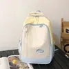 Mochila nueva, elegante y atractiva, de gran capacidad, con bloques de color, para niñas, adecuada para estudiantes de secundaria y preparatoria
