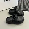 Sandalias Birkenstock de suela gruesa de 6 cm para mujer, zapatos de verano de moda para exteriores que aumentan la altura, chanclas cerradas de EVA impermeables y antideslizantes para la playa de otoño