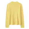 Camiseta de punto base para mujer de cachemir 100% puro para otoño e invierno, con cuello semialto, bordes enrollados y suéter de punto con cuentas hechas a mano