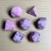Juego de Dados Poliedros D&D con Patrón de Mármol, Color Mixto Transparente D4D6D8D10D12D20 Caras, Coc, Juego de Mesa, Juego de Siete Piezas