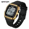 Reloj Despertador de Doble Hora Sanda para Hombres y Mujeres, Reloj Electrónico Unisex Impermeable en Forma de Barril con Temporizador de Cuenta Regresiva y Funciones Multifuncionales