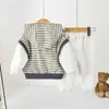 Conjunto de Sudadera con Capucha y Rayas para Niños, Otoño y Primavera, Bordado de Cachorro de Dibujos Animados, Sudadera de Manga Larga, Pantalones Deportivos, Conjunto Casual