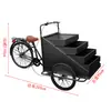 Carrinho de Comida de Três Rodas Simples para Venda Ambulante de Burro com Ré, Carrinho Móvel de Lanches, Carrinho de Flores, Carrinho de Feira, Carrinho de Frutas e Bebidas ao Ar Livre