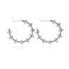 Pendientes de acero de resorte de bambú de acero inoxidable geométricos de semicírculo europeo y americano, pendientes irregulares de moda no convencionales para hombres y mujeres