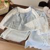 Liquidación no devuelve no cambia [orden racional] Conjunto de camisola de mezclilla y pantalón de pierna ancha