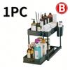 Rack de pia da Amazon Multi-funcional de plástico de camada dupla rack de armazenamento de cozinha Pull-out rack de armazenamento de banheiro