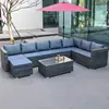 Sofá de Ratán para Exteriores, Impermeable, Protección Solar, Ocio, Silla Doble de Ratán de Hierro Forjado, Juego de Muebles para Exteriores, Balcón, Aire Libre