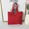 Bolso de Mano de Lona de Color Sólido para Mujer, Simple y Portátil para el Trabajo, Bolsa para Lonchera, Bolsa de Almacenamiento de Gran Capacidad