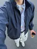 Chaqueta Harrington Azul Oscuro Cuello Alto para Hombre Otoño Ropa Exterior de Alta Gama para Viajes Cortos Cortavientos Tres Pruebas cleanfit