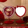 Un Par de Espejos Rojos para Bodas, Set de Dote de Novia, Espejo de Tocador de Alta Gama, Espejo de Maquillaje, Colección Completa de Artículos para Bodas