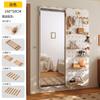 Painel Perfurado de Madeira Maciça Espelho de Vestir Porta Integrada Prateleira de Armazenamento Traseira Estilo para Casa Espelho de Corpo Inteiro para Parede Cabideiro de Entrada