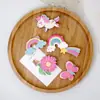 Pinza para el pelo de niños coreana linda rosa con purpurina de cuero, caricatura, unicornio, arcoíris, cubierta de tela, pinza lateral para niña, brillante