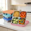 Contenedores de Acero Inoxidable para Snacks con Tapas de Silicona, Cajas de Snack Bento a Prueba de Fugas, Contenedores de Metal Reutilizables con Múltiples Compartimentos para Almuerzo, Aptos para Lavavajillas, Almacenamiento de Alimentos para Preparación de Comidas, Trabajo y Viajes