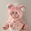 Chapéu de Bebê Cachecol de Outono e Inverno para Meninos e Meninas Chapéu de Pelúcia Dinossauro Tudo-em-Um Chapéu de Veludo Espessado à Prova de Vento para Crianças