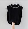 Camisola de cuello alto a medio con cuentas para mujer, ropa interior, nueva para primavera y otoño, top de punto corto ajustado estilo coreano elegante