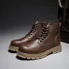 Botas Retro Americanas para Hombre 2025 Nuevo Otoño e Invierno Piel Genuina Estilo Británico Botas de Trabajo Zapatos de Piel con Suela Gruesa para Hombre