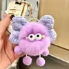 Piel de Conejo Rex Imitación Nuevo Lazo Creativo Bola de Carbón Duende Mochila Colgante Muñeco de Peluche Llavero de Coche Colgante