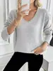 Otoño e Invierno Transfronterizo Amazon Más Vendido Simple Multicolor Prendas de Punto para Mujer Suéter de Punto Clásico con Cuello en V Prendas de Punto Coloridas