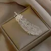 Grampo de Cabelo Pena Cravejado de Diamantes Coreia do Sul Ins Celebridade Cyber Headwear Franja Folhas Clipe Lateral Totalmente Diamantado Clipe de Bico de Pato Grampo de Cabelo Strass Feminino