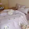 Pacote com 50 unidades algodão de fibra longa de dupla camada coelho fofo bordado toalha coração feminino conjunto de cama de quatro peças roupa de cama para dormir sem nada