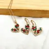 Comércio Exterior Moda Transfronteiriça Conjunto de Brincos e Colar Feminino Colorido Completo em Diamante Coração Colar com Pingente Brincos Joias Femininas