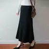 26 Nuevo Elegante y Sofisticado Falda de Punto Cola de Pescado para Mujer Otoño/Invierno, Falda Larga de Línea A Adelgazante de Cintura Alta