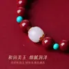 Pulsera Auténtica de Cinabrio Morado Dorado Natural, Pulsera de Jade Hetian Turquesa, Regalo de Año de Nacimiento para Hombres y Mujeres, Cuentas Budistas