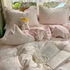 Juego de Ropa de Cama de Encaje Crema Estilo Japonés 2026 para Niñas, Sábana y Funda de Edredón Estilo Coreano, Juego de Tres Piezas para Dormitorio