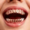 Braces Europeus e Americanos de Hip Hop Transfronteiriços Joias Dentárias Hip-Hop Dentes de Ouro Banhado a Ouro 8 Dentes de Ouro Halloween Dentes Grillz Adereços