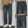 Jeans de Invierno para Hombre con Forro de Polar para Estatura Baja, Cálidos y de Corte Holgado Recto Pierna Ancha Versátiles