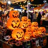 Lanterna de abóbora portátil brilhante de Halloween, balde de doces infantil, cenário de festa, adereço de decoração para atmosfera pai-filho