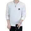 Sudadera con Capucha Jacquard de Manga Larga para Hombre Nueva de Primavera y Otoño, Top Casual de Cuello Redondo, Suéter Versátil, Camisa Base Atractiva