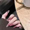 Venta Caliente en Douyin Uñas Portables Largas Francesas Arte de Uñas Hecho a Mano Uñas Puntiagudas Deseo Puro Producto Terminado de Gama Alta Transfronterizo Ojo de Gato Almendra