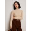 Suéter de Cashmere Outono e Inverno Novo Feminino Gola Alta Meia Listrado Slim Base Suéter de Tricô Puro Cor Manga Longa Suéter Pulôver Cinza