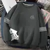Moletom Masculino com Estampa de Gola Redonda, Novo Pulôver Solto Grosso de Manga Comprida para Primavera e Outono, Camiseta Básica Versátil Casual da Moda para Homens Modernos