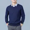 Suéter Pulóver de Pico para Hombre Otoño/Invierno 2023 Suéter de Pico para Hombre talla extra Manga Larga Camisa Base Básica de Punto
