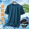 Camiseta de Malla de Manga Corta para Hombre Verano Seda de Hielo Secado Rápido Nuevo Estilo Coreano Holgada Estampada Cuello Redondo Tendencia de Moda Ins