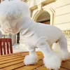Suéter de Perro de Peluche Otoño e Invierno para Bichón, Schnauzer, Pomerania, Blanco de Cuello Alto Casual Protección de Barriga para Mascota Cubierta de Cuatro Patas