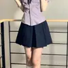 Conjunto de Terno Uniforme JK Estilo Preppy Coreano para Mulheres Verão Manga Curta Slim Ajuste Slim Saia Plissada Lisa Conjunto de Duas Peças