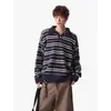 Suéteres de Punto Rayados con Cuello Polo Contrastante Estilo Old Money Retro para Hombres y Mujeres en Otoño e Invierno Suéteres Casuales Sueltos para Parejas