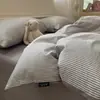 Conjunto de Roupa de Cama de Algodão Puro para Primavera e Verão, Conjunto de Quatro Peças, Capa de Edredom 100% Algodão, Conjunto de Três Peças com Listras Estilo Jie Liya para Quarto de Estudante