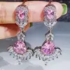 Joyería de Novia Conjunto de Tres Piezas Mona Lisa Colorido Brillante Zircón Rosa Collar Pendientes Anillo