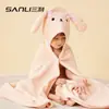 Bata de Baño con Capucha de Dibujos Animados Sanli para Niños, Manta de Coral Absorbente, Bata Portátil para Bebé, Toalla Envolvente