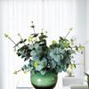 Planta artificial de eucalipto con hojas verdes, hojas verdes de dinero, arreglo floral decorativo con césped, hojas de plantas falsas, plantas verdes del norte.