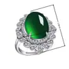 Anillo Kaiwei de Zirconia con Flor de Alta Venta Estilo de Corte Lujoso Anillo de Jade Verde Lleno de Diamantes Anillo de Cristal de Calcedonia Floral