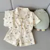 Direto da Fábrica Verão Novidades Manga Curta Algodão Nuvem Desenho Animado Pijama Roupa de Casa Pode Ser Usado Fora Fofo Gola Pequena Conjunto