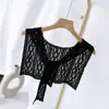 Chal chaleco de encaje de punto de algodón para mujer primavera y verano estilo coreano hueco en los hombros bufanda de hombro anudada decoración versátil