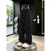 Pantalones de trabajo casuales de diseño patchwork con bloques de color y múltiples bolsillos para hombre, pantalones de pierna ancha rectos holgados de alta costura con cordón, de moda