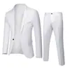 Traje de Dos Piezas para Hombre de Color Sólido Ajustado, Moda Juvenil Casual para Banquetes, Set de Dos Piezas